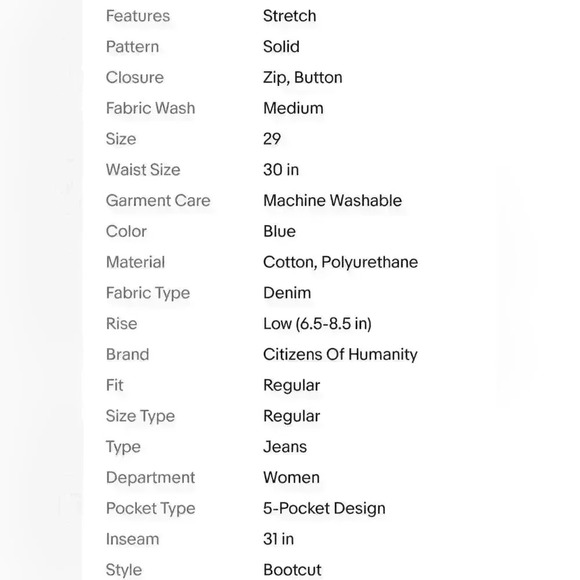 Citizens of Humanity Ric Rac #8 Low Waist Boot Cut Stretch Medium Wash Jeans - Picture 11 of 11